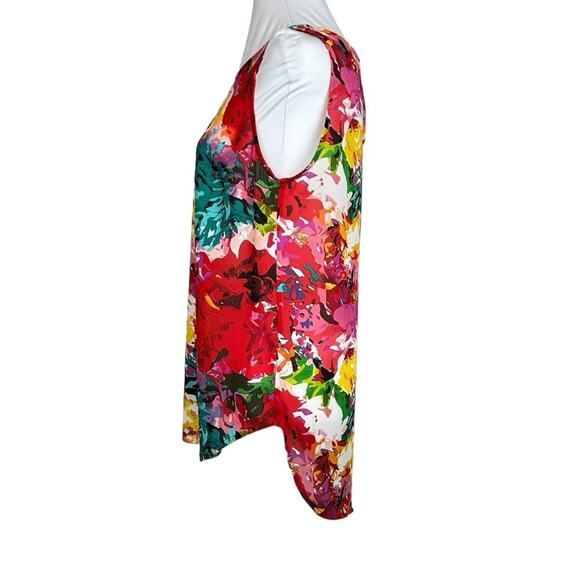 Cynthia Rowley Top Womens Size S Multicolored Floral Sleeveless Bright Vivid Fun - Picture 2 of 9